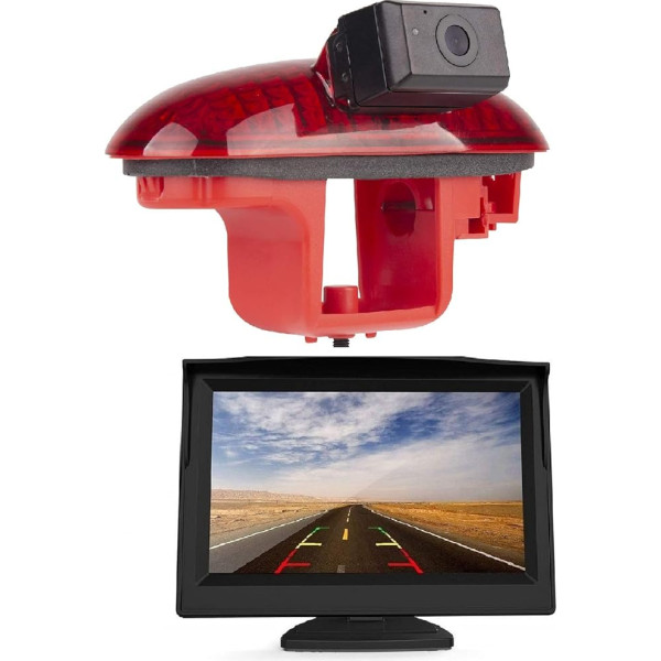 HD 720p Trešā jumta bremžu gaismas kamera Bremžu gaismas atpakaļgaitas kameras komplekts + 4,3 collu monitora ekrāna displejs Opel Vivaro Renault Trafic Opel Combo Nissan Primastar Fiat Talento 2001-2014