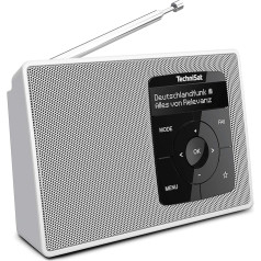 TechniSat DIGITRADIO 2 - portatīvais DAB+/FM radio ar akumulatoru (ar Bluetooth audio straumēšanu, modinātāja funkciju, OLED displeju, austiņu ligzdu, 1 W RMS skaļruni) Balts/balts