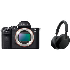 Sony Alpha 7 II bezspoguļa pilna kadra kamera un WH-1000XM5 bezvadu Bluetooth trokšņu slāpēšanas austiņas