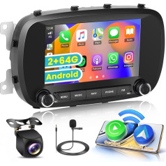 2G + 64G Android 13 Auto radio Fiat 500X (2014-2020) Radio bezvadu CarPlay Android automašīnai, 7 collu auto radio ar ekrānu Bluetooth brīvroku komplekts GPS WiFi FM RDS atpakaļgaitas kamera