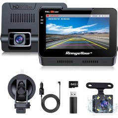 Range Tour Car Dash Cam Priekšējā un aizmugurējā dubultā kamera 170° platleņķa Dash Cam 4,3