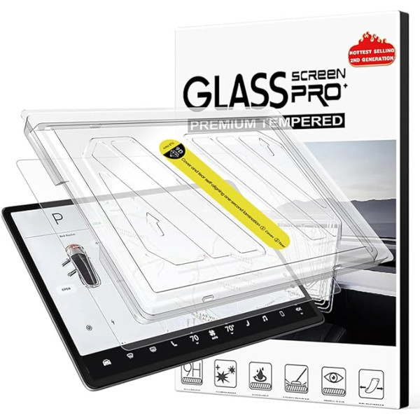 FDHYFGDY 1 komplekts Screen Protector for Tesla Model 3 Highland 2024 Screen Protector 15,4 collu skārienekrāna + 8 collu skārienekrāna aizmugurējais uzstādīšanas komplekts iekļauts, 9H Scratch Resistant