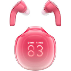 ACEFAST T9 Bluetooth austiņas, In-Ear austiņas, bezvadu Bluetooth 5.3 austiņas ar 4 mikrofoniem, 2023 ENC trokšņu slāpēšanas bezvadu austiņas, 30H sulīgs bass, kristāla austiņu LED displejs, pomelo sarkans