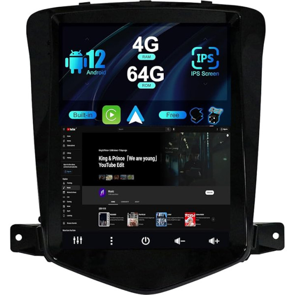 SXAUTO Android 12 IPS auto radio Chevrolet Cruze (2006-2015) - Iebūvēts Carplay/Android Car/DSP - LED kamera + MIC - 4G + 64G - DAB 360-CAM vadība pie stūres Fast Boot AHD WiFi - 2 DIN 9.7