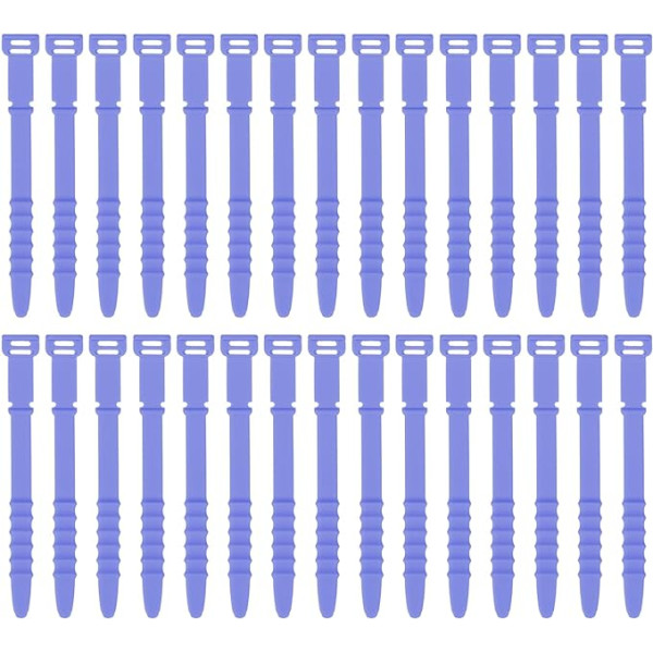 uxcell 30Pcs Silicone Zip Ties 4,5 collas atkārtoti izmantojamas stiepļu saites Elastīgas kabeļu vadu organizatoru siksnas vadiem USB vadu uzlādes vadības pārtikas uzglabāšanai, zilā krāsā