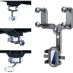 Seltureone [Lielāka versija] Tālruņa turētājs atpakaļskata spogulim, automašīnas mobilā tālruņa turētājs, atpakaļskata spoguļa piederumi, elastīgs rotējošs daudzfunkcionāls 360° izvelkams mobilā tālruņa turētājs automašīnai ar u