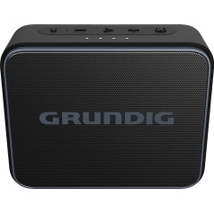 Grundig Jam+ Black Bluetooth skaļrunis, skaņu kastīte, 3,5 W RMS, Bluetooth 5.3, līdz 30 m diapazons, līdz 30 stundām. Akumulatora darbības laiks, Power Bank funkcija, brīvroku funkcija, ūdensizturīgs, melns.