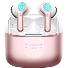 Bluetooth austiņas, bezvadu Bluetooth 5.3 In-Ear austiņas ar 4 mikrofoniem, 2023 bezvadu austiņas ENC trokšņu slāpēšanas austiņas ar USB-C, 40H Deep Bass Bluetooth austiņas (rozā)