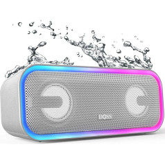 Bluetooth skaļrunis, DOSS SoundBox Pro+ bezvadu Bluetooth skaļrunis ar 24 W iespaidīgu skaņu, jaudīgiem basiem, 15 stundu atskaņošanas laiks, bezvadu diapazons, pelēks