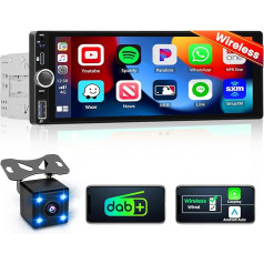 Hikity DAB DAB+ Autoradio 1 Din mit Wireless CarPlay Android Auto Touch Display 6,9 Zoll Radio mit Bildschirm Bluetooth Freisprecheinrichtung Mirror Link FM/EQ/USB Rückfahrkamera