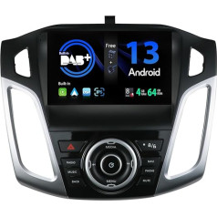 SXAUTO Android 13 - [Iebūvēts DAB] - IPS auto radio Ford Focus (2012-2017) - Iebūvēts Carplay/Android Car - LED kamera + mikrofons - 4G + 64G - 360-CAM stūres kontrole Fast Boot WiFi - 2 DIN 9