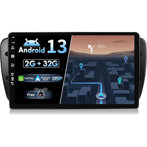 BXLIYER Android 13 Auto radio piemērots Seat Ibiza 6J (2009-2014) - Iebūvēts CarPlay Android Car - Bezmaksas atpakaļgaitas kamera - [2G + 32G] - IPS 9 collu 2 DIN - DSP DAB stūres vadība WiFi Fast