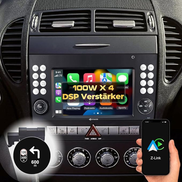 DYNAVIN Android Radio Sat Nav priekš Mercedes SLK R171 2004-2010: 7 collu oriģināliekārtas radio ar bezvadu Carplay un Android Car | Head-up displejs | Ietver DAB+: D9-SLK Premium