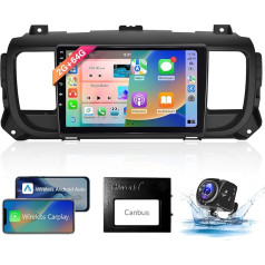 【8 Kern 2+64G】 Hodozzy Carplay Autoradio für Citroen Jumpy 3/Peugeot Expert/Toyota Proace, 9 Zoll Touchscreen Android Autoradio mit Android Auto/WiFi/GPS/RDS/FM/Bluetooth/USB+Rückfahrkamera