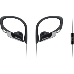 Panasonic RP-HS35ME-K Sport Kopfhörer - Headset für Mobiletelefonie, wechselbare Pass-Stücke (S/M/L), IPX2 Schutz, Clip, Schwarz