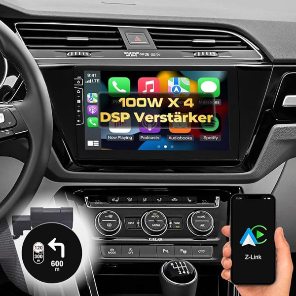 DYNAVIN Android auto radio ar satelītnavigācijas sistēmu, saderīgs ar VW Touran no 2015. gada; 10,1 collu oriģināliekārtas radio ar Wireless Carplay un Android Car, Head-up displejs, ietver DAB+: D9-40 Premium Flex