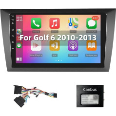 Hodozzy Android auto radio Golf 6 2010-2013 ar satelītnavigāciju, 9 collu skārienjūtīgais ekrāns, auto radio 2 DIN ar WiFi/GPS/RDS/FM/Bluetooth/USB/Mirror Link + atpakaļgaitas kamera + mikrofons