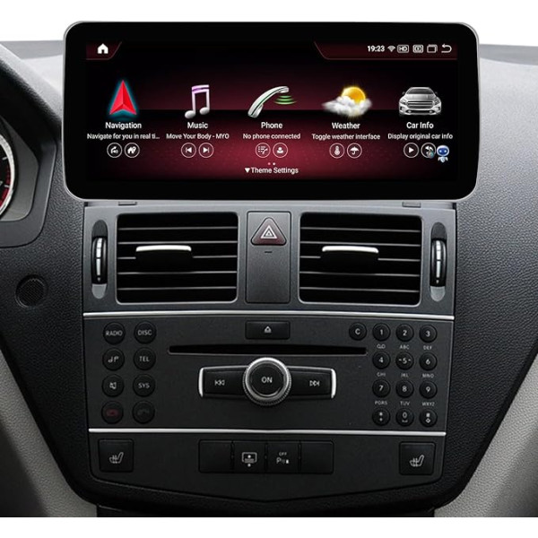 Road Top 10,25 collu Android 13 auto radio Carplay skārienjūtīgais ekrāns Mercedes Benz C klases W204 C200, C230, C250, C300, C280, C350 2008-2010 gads, atbalsta bezvadu Android auto, navigāciju, kameru