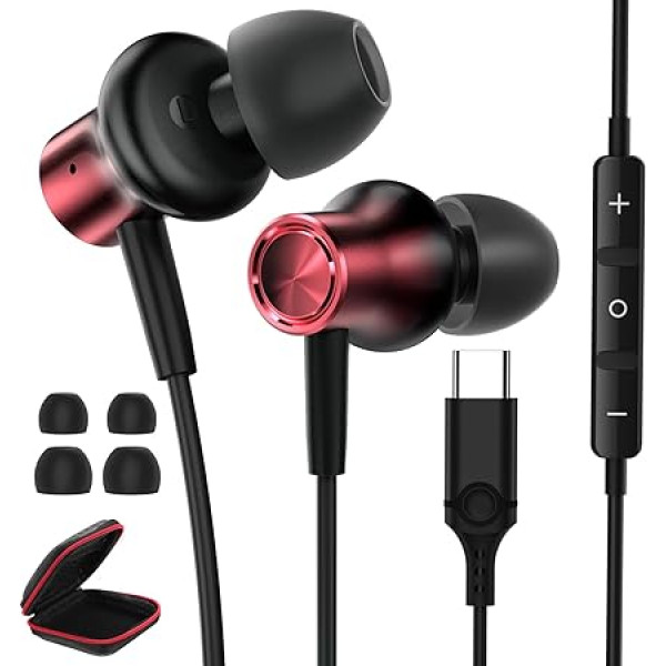 USB C austiņas Xiaomi 14 13T Pro 12 Lite 5G, trokšņu slāpēšanas stereo In-Ear C tipa austiņas ar mikrofonu iPhone 15 Pro Redmi Pad Galaxy A55 A35 A34 A54 OnePlus 11 10T Pixel 8 7a iPad,