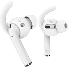 Keybudz EarBuddyz Ultra In-Ear neslīdošs silikona austiņu stiprinājums Apple AirPods austiņām, EarPods austiņu austiņu aksesuāri, ausu āķi, neslīdošs, sporta, balts