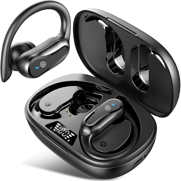 Bluetooth austiņas Sport, In-Ear austiņas bezvadu Bluetooth 5.3 HiFi Premium Sound, 2023 bezvadu austiņas 48 stundas ar ENC trokšņu slāpēšanas mikrofoniem, IP7 ūdensizturīgas, USB-C Dual LED uzlādes kārba