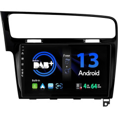 SXAUTO - Iebūvēts DAB - Android 12 IPS auto radio piemērots Golf 7 (2013-2018) - Iebūvēts Carplay/Android Car/DSP - Kamera + MIC - 4G + 64G - AHD 360-CAM SWC Fast-Boot WiFi - 2 DIN 10,1 collu - Melns