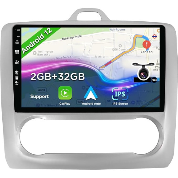 BXLIYER Android 12 Autoradio für Ford Focus (2004-2011) - KOSTENLOS - 2G+32G - IPS 9 Zoll 2 Din - DAB Lenkradsteuerung WiFi Carplay Android Auto Bluetooth DSP