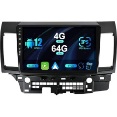 SXAUTO Android 12 IPS auto radio Mitsubishi Lancer (2010-2016) - Iebūvēts Carplay/Android Car/DSP - LED kamera + MIC - 4G + 64G - DAB 360-CAM vadība no stūres rata Fast Boot WiFi - 2 DIN 10,1 collu