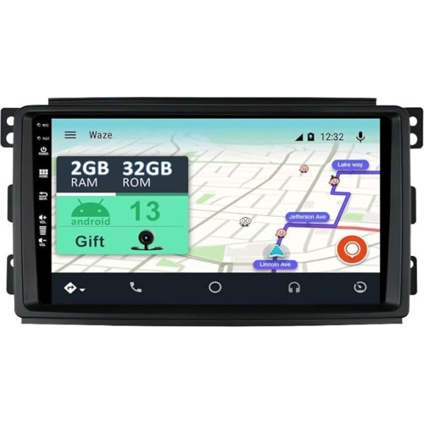 YUNTX [2GB + 32GB] Android 12 auto radio ar navigācijas sistēmu Benz Smart Fortwo 451 (2005-2010) 9 collu skārienjūtīgais ekrāns Bez kameras DAB/GPS/Stūres vadības stūres vadība/MirrorLink/Bluetooth