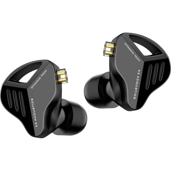 KZ ZVX HiFi In-Ear monitora austiņas Divu dinamisko draiveru austiņas ar noņemamu OFC plakano kabeli 2 pin 0,75 mm audiofilam PC MP3 MP4 (bez mikrofona, melnas)