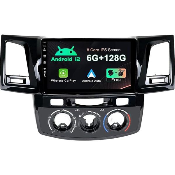 SXAUTO - 6G + 128G - Android 12 IPS auto radio Toyota Fortuner Hilux Revo Vigo (2004-2014) - Iebūvēts Carplay/Android Car - Kamera + MIC - DAB vadība no stūres rata Fast-Boot 360-CAM WiFi - 2 DIN