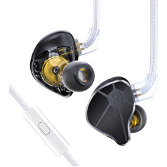 EZ EAR In-Ear Monitor CCZ BC04 HiFi austiņas DD & BA Dynamic Drivers Rich Details Cable Earphones IEM Deep Bass ar 2 kontaktu noņemamu kabeli tālrunim, datoram, mūzikas spēlēm (melns, mikrofons)