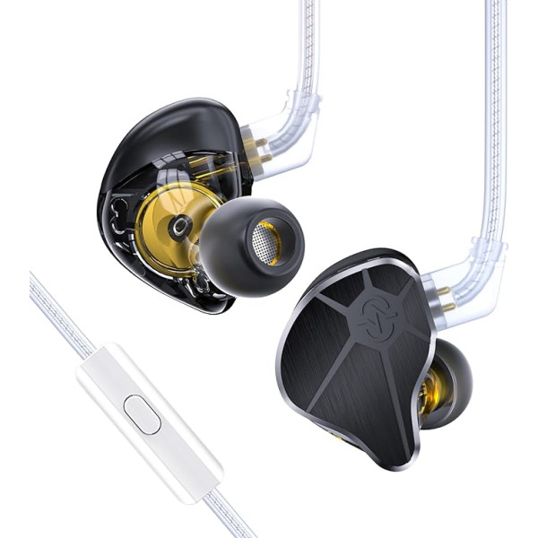 EZ EAR In-Ear Monitor CCZ BC04 HiFi austiņas DD & BA Dynamic Drivers Rich Details Cable Earphones IEM Deep Bass ar 2 kontaktu noņemamu kabeli tālrunim, datoram, mūzikas spēlēm (melns, mikrofons)