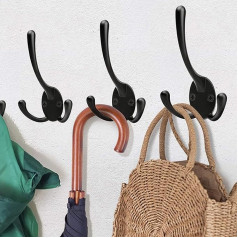 YIHATA Coat Hooks, Pack of 5 Heavy Duty Black Hardware Coat Hooks, Decorative for Single Hanging Coats, Towel Cabin, Classroom, Kitchen, Bathroom, Backpack, Hat Hook