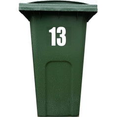 13 x 4 x 4 x Wheelie Bin uzlīmes Vinila numurs 1-99 Liela pārstrādes kaste pašlīmējoša