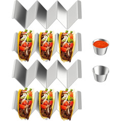 4 taco turētāju statīvs, nerūsējošā tērauda komplekts, taco statīva apvalks ar rokturiem, taco statīvs satur līdz 3 tacos, piemērots grilam un trauku mazgājamā mašīnā