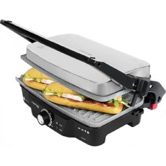 Panini grils, elektriskais grils, gludeklis un grauzdētu sviestmaižu pagatavošanas ierīce ar akmens slānekļa pārklājumu, 1500 W, 28,7 x 17 cm atvērums 180 ° Rock '1500 Cecotec.