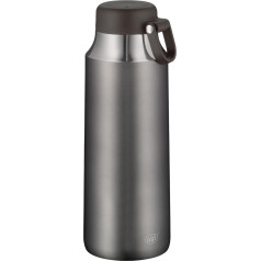 alfi 5547.234.090 Izolācijas flakons City Tea Bottle Grey 900 ml, nerūsējošā tērauda pudele, 100% droša pret noplūdi, pat ar gāzēto skābi, karsta 12 stundas, termosa flakons auksts 24 stundas, tējas pudele