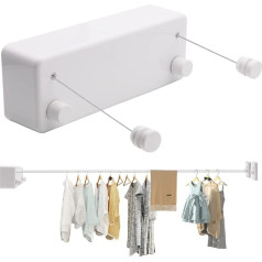 MUALROUS Double Rope Retractable Washing Line Retractable Washing Line Adjustable Waterproof Retractable Hanging Washing Line Wall Mounted for Indoor Use up to 4.2 m Long Washing Line