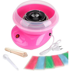 SIDRAL Cotton Candy Machine + 10 Sticks + 10 Sugar Capsules and Measuring Spoon, Easy Use for Adults, Cotton Candy Machine (Pink)