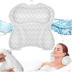 PEACEMALL Premium Badewannenkissen weiß - Kopfkissen & Nackenkissen für Badewanne - Badekissen für Kopf und Nacken Entspannung - 4D Air Mesh Kissen mit 6 leistungsstarken Saugnäpfen - Ink. Waschbeutel