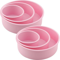 ZEONHEI 6 Stück rosa Silikon-Kuchenformen-Set, 10,2 cm, 15,2 cm, 20,3 cm, Antihaft-Silikon-Kuchenform, runde Silikon-Kuchenformen zum Backen von Kuchen, Brownies, Brot