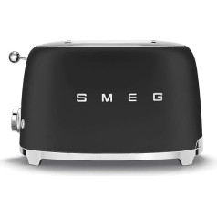 Smeg Estetica Anni '50 Tostapane 2 Fat Style Nero Opaco TSF01BLMEU