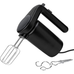 RIG-TIG Foodie Electric Whisk, 3-Stage Hand Mixer for Baking, for Dough and Whipped Cream, Made of Plastic & Stainless Steel, Cable Compartment, Ergonomic Handle, Black