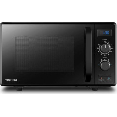 Toshiba MW2-AG23P(BK) 3-in-1 mikroviļņu krāsns ar grilu un kombinēto plīti, 23 L, rotējošs šķīvis ar uzglabāšanas vietu, taimeris, iebūvēts LED apgaismojums, 900 W, grils 1050 W, picas programma, melna krāsns