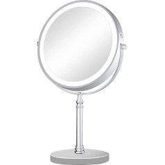 ACOLAR kosmētikas spogulis ar apgaismojumu, 1X/10X palielinājumu un regulējamu spilgtumu, uzlādējams divpusējs grima spogulis, 360° pagriežams, piemērots lietošanai mājās