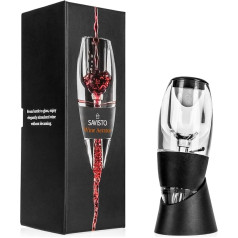 Savisto Weinbelüfter | Acryl Wein Dekantierer, Ausgießer und Filter mit Display Ständer - Schwarz