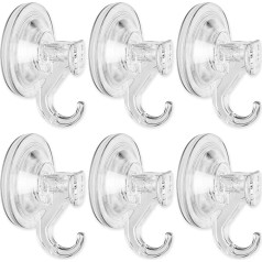 Mitavo Suction Hooks Set of 6 for Bathroom, Kitchen, Window, Suction Cup Hooks, No Drilling, 4 kg Load Capacity, Transparent