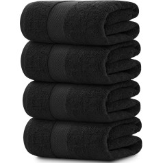 White Classic Luxury 100% Cotton Bath Towels Large Super Absorbent 700gsm Hotel Collection Bath Towel 68 x 137 cm Black 4 Pack