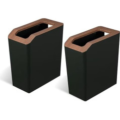 Home Zone Living 2 x Small Narrow Rectangular Open Lid Waste Bin Serene Green Virtuoso Collection